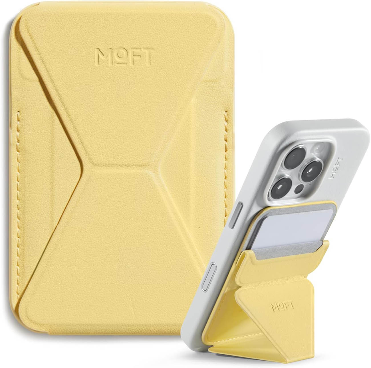 MOFT Magnetic Phone Stand / Built-in Wallet / Supports MagSafe / Panna Cotta