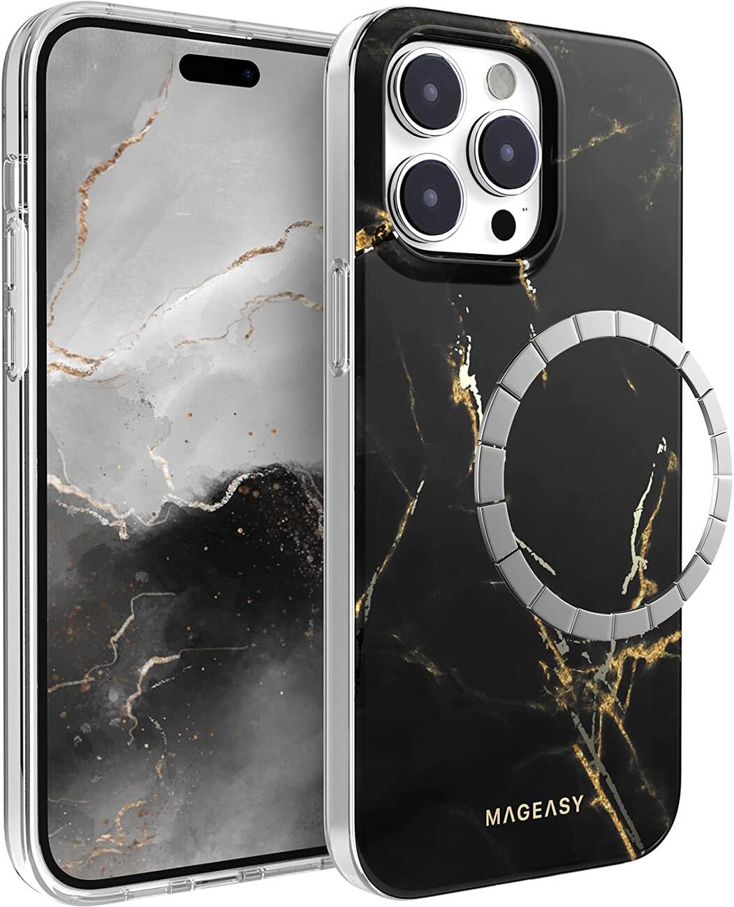 MagEasy MARBLE M Double Layer MagSafe Case / for iPhone 14 Pro Max / Black