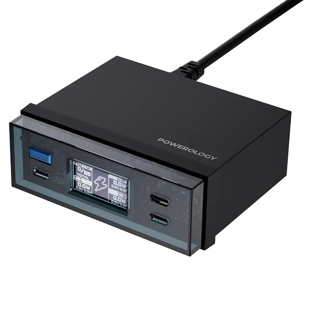 Powerology Power Adapter / With 3 Type-C Ports & 1 USB Port / 65W Power