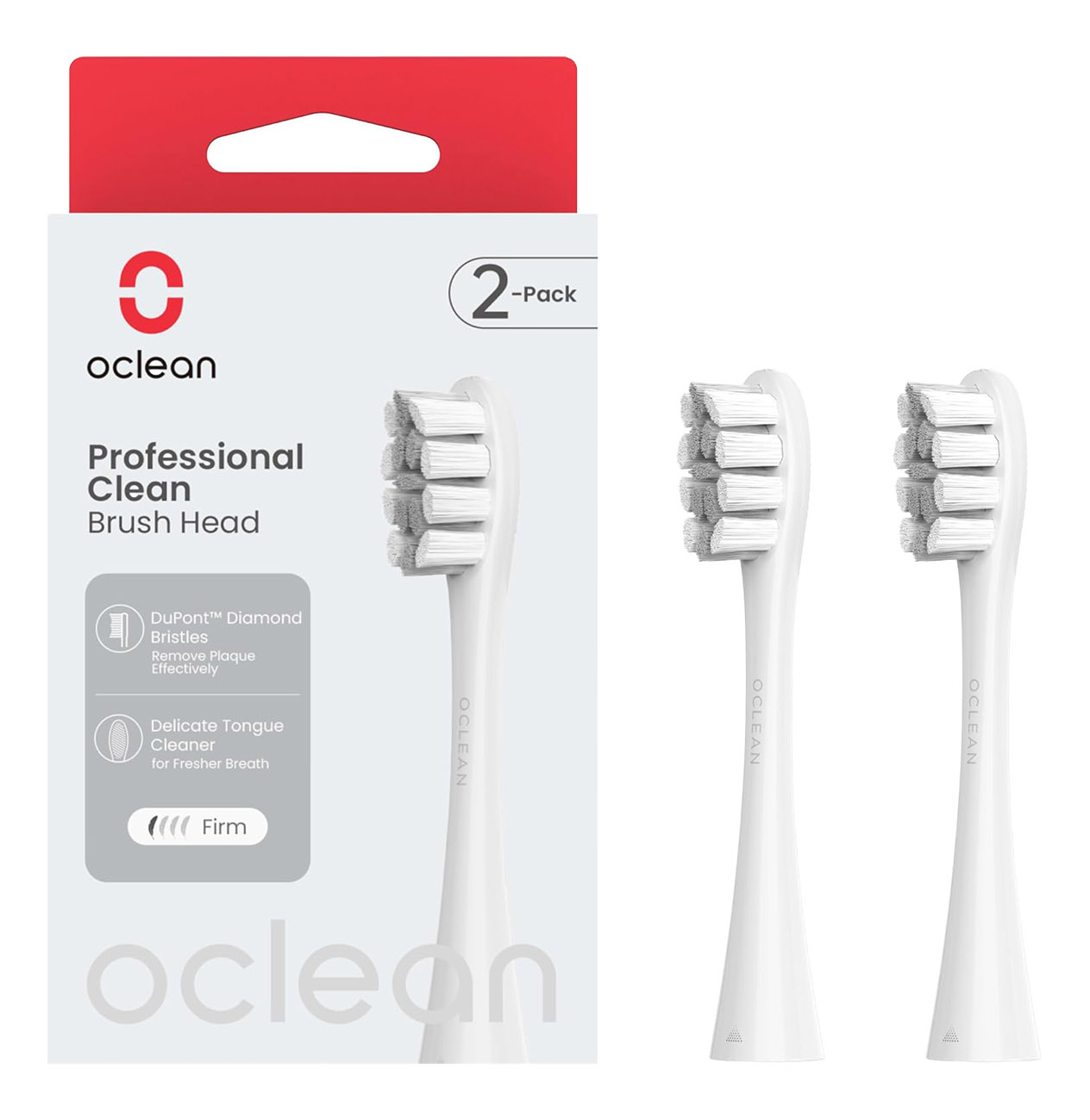 رؤوس فرش اسنان بديلة لفرشاة Oclean الكهربائية / حزمة من 2 / رمادي