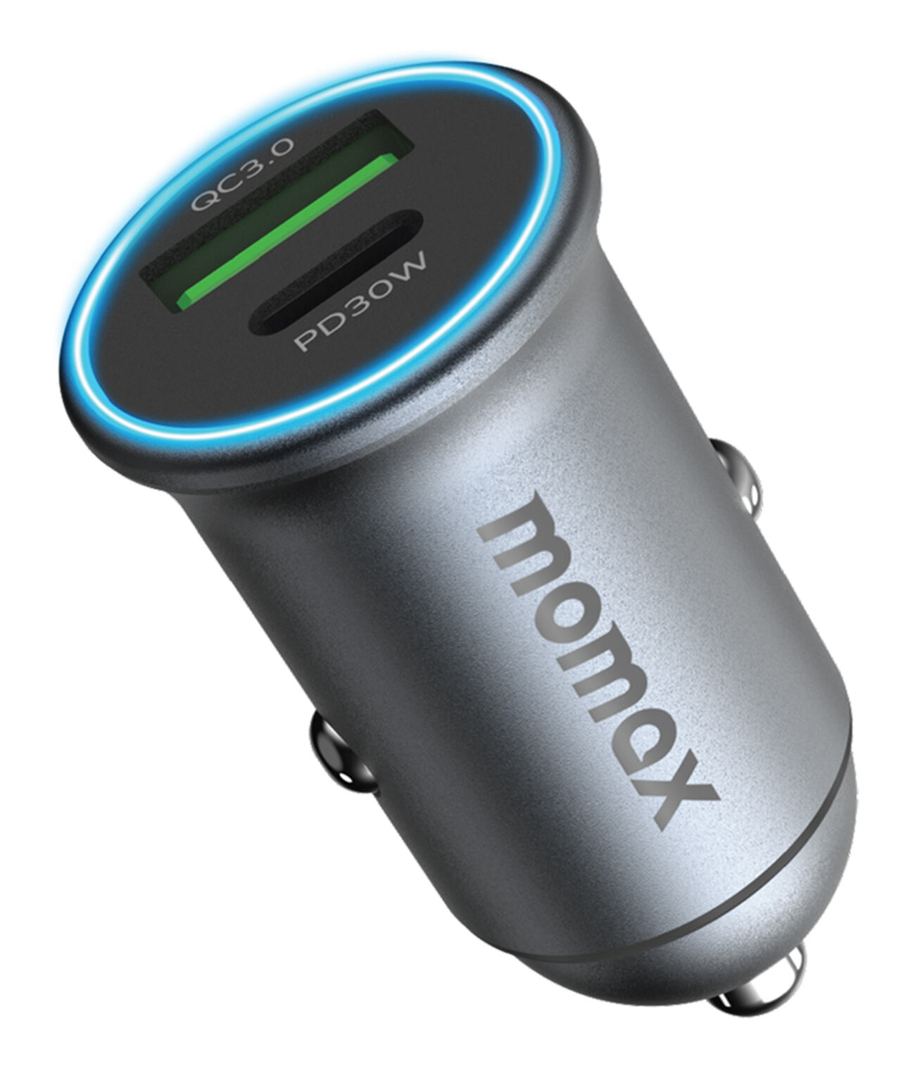 Momax MoVe Car Charger / Provides Type-C & USB Ports / 30W Power