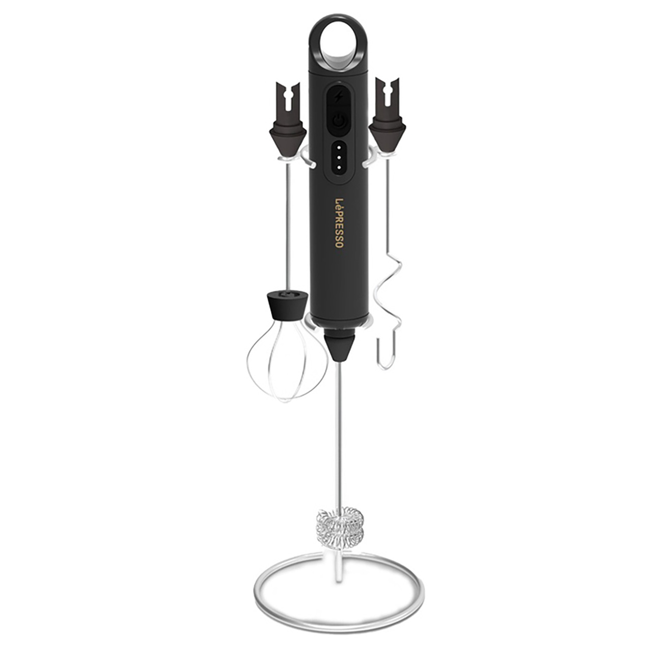 LePresso Milk Frother / Battery Operated / 3 Speed Levels / With Multiple Whisk Attachments