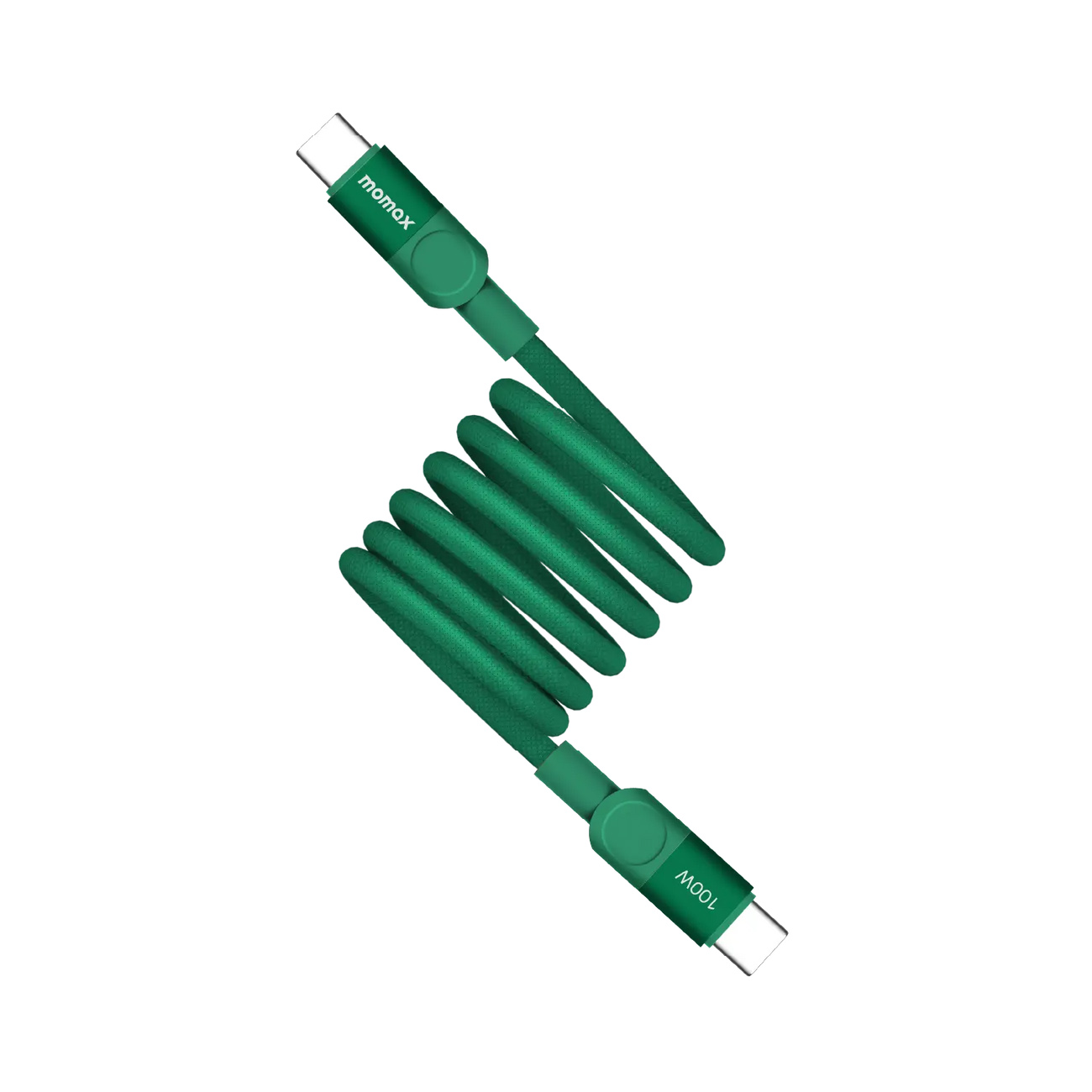Momax MagLink Magnetic Cable / Type-C to Type-C / 100W Power / 1 Meter Length / Green