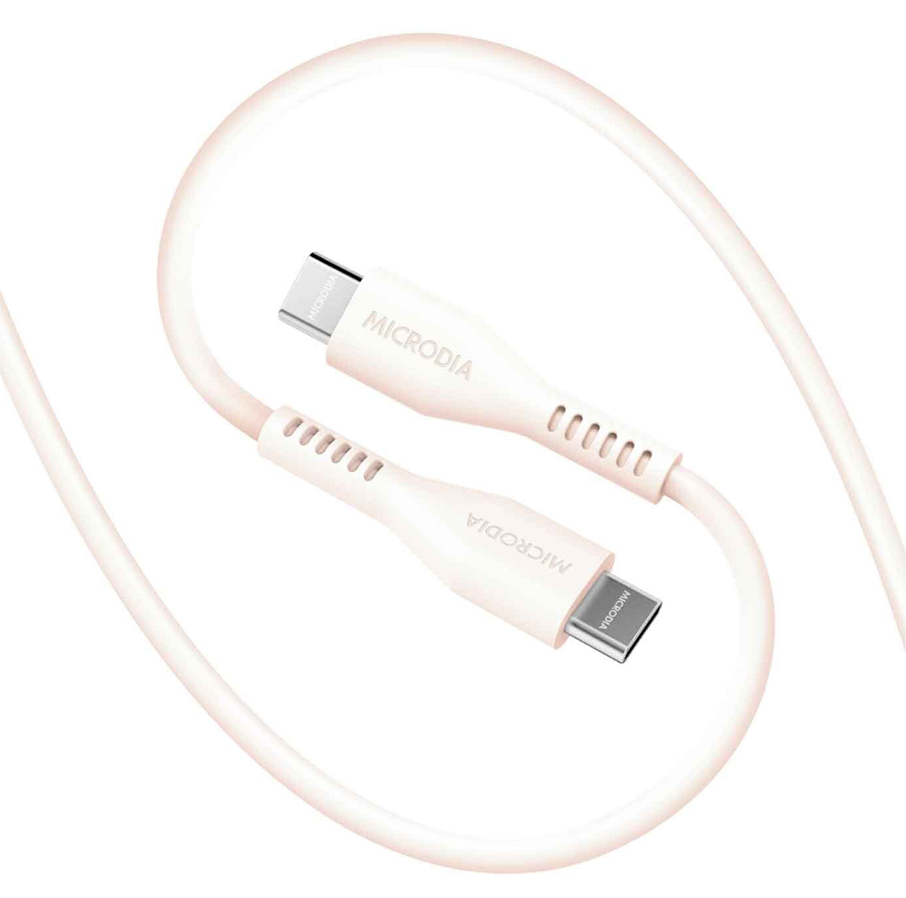 Microdia FruityWire Cable / Type-C to Type-C / 100W Power / 1.3 Meters Long / White