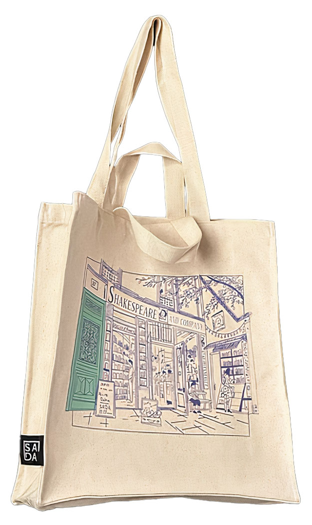 Sada Tote Bag / Shakespeare Library Embroidery / White