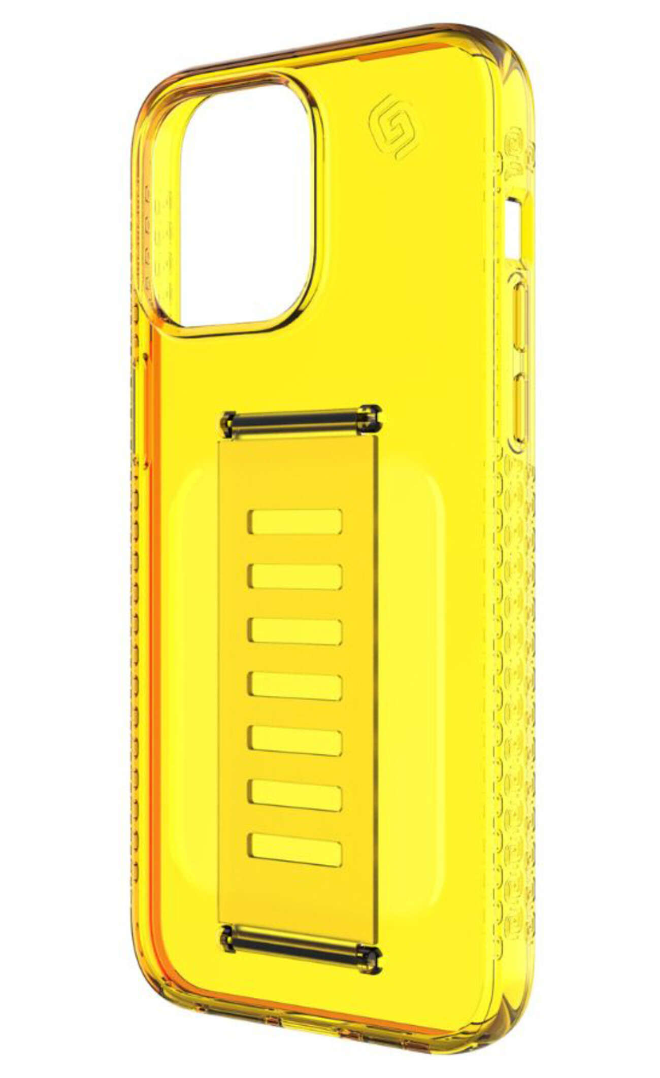 Grip2u Slim Case for iPhone 15 Pro / With Built-In Grip / Slim Version / Transparent Yellow