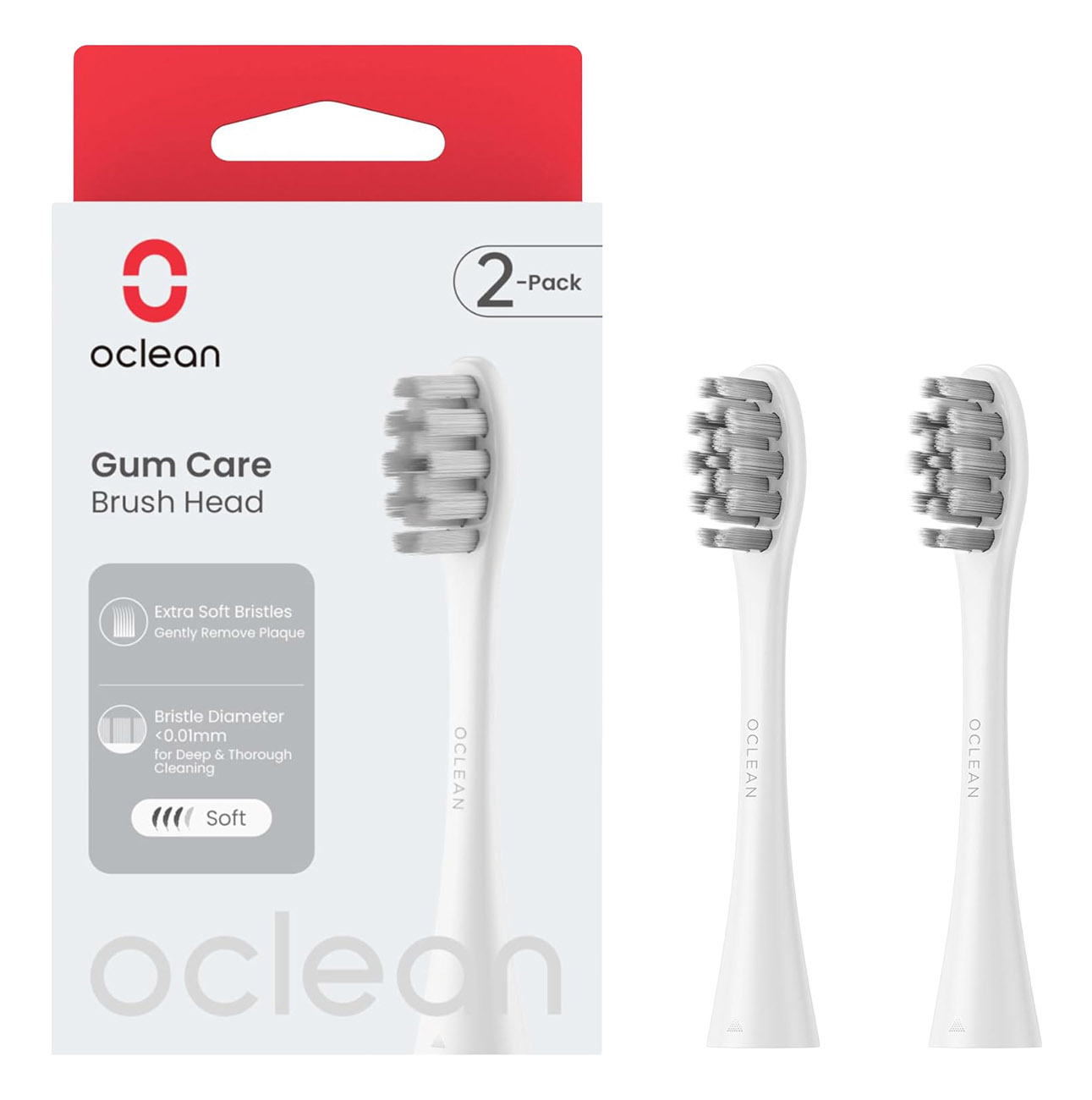 رؤوس فرش اسنان بديلة لفرشاة Oclean الكهربائية / ناعمة / حزمة من 2