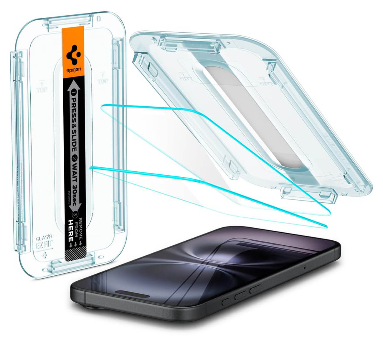 Spigen Glass EZ Fit Screen Protector for iPhone 16 & 15 / 9H Hardness / Slim Design / Clear Glass