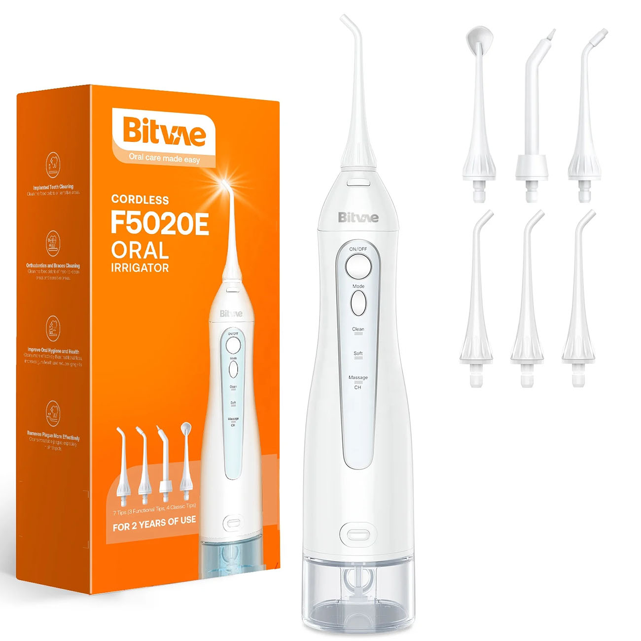جهاز Bitvae F5020E لتنظيف الاسنان بضغط الماء / ابيض