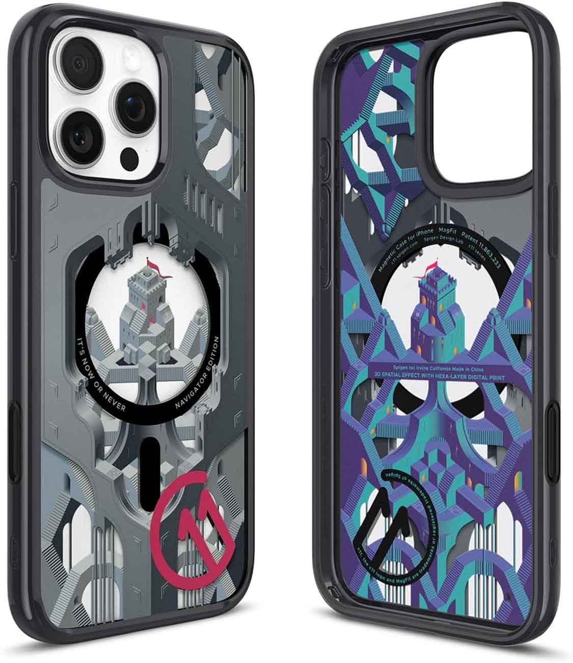 Spigen C11 Case for iPhone 16 Pro / Stylish 3D Design / Supports MagSafe / Navigator Design