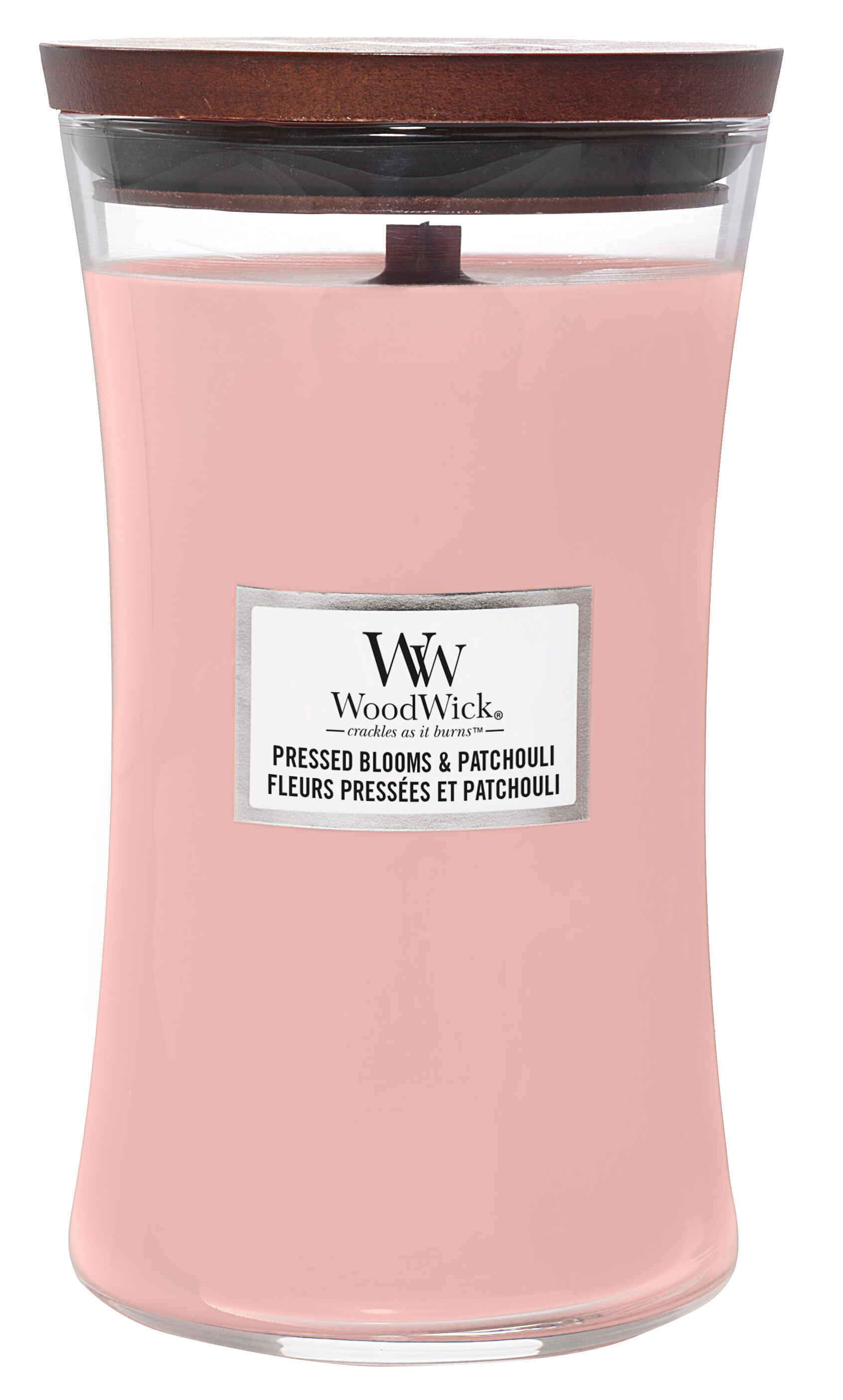 شمعة Woodwick المعطرة / Pressed Blooms & Patchouli / حجم كبير