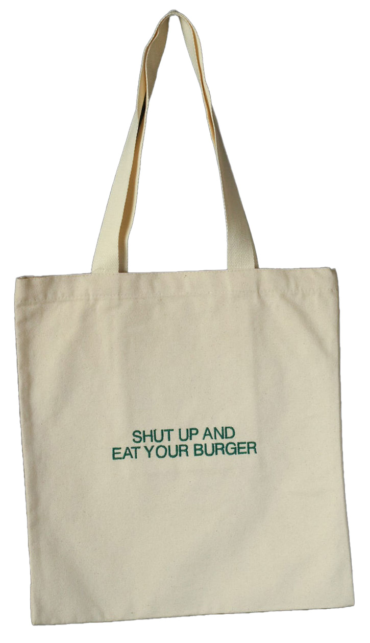 Sada Tote Bag / Shut Up Eat Your Burger Embroidery / White