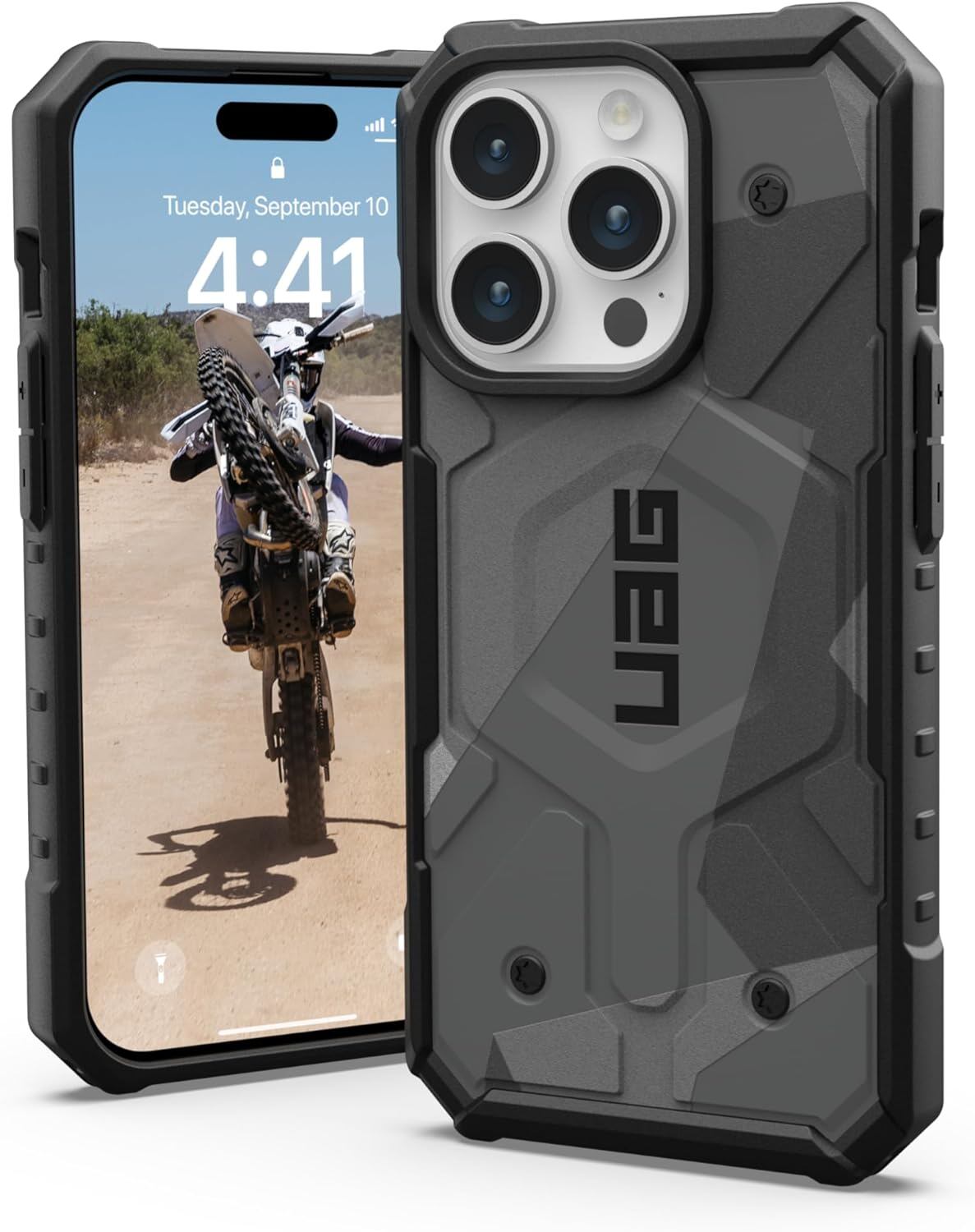 UAG Pathfinder Case for iPhone 15 Pro Max / Drop-resistant / Supports MagSafe / Gray