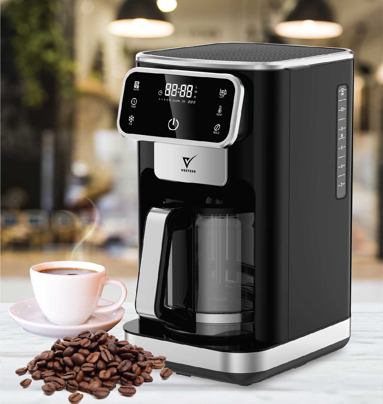 Veeteek Coffee Machine / 1.8L Capacity / 1100W Power / LED Display