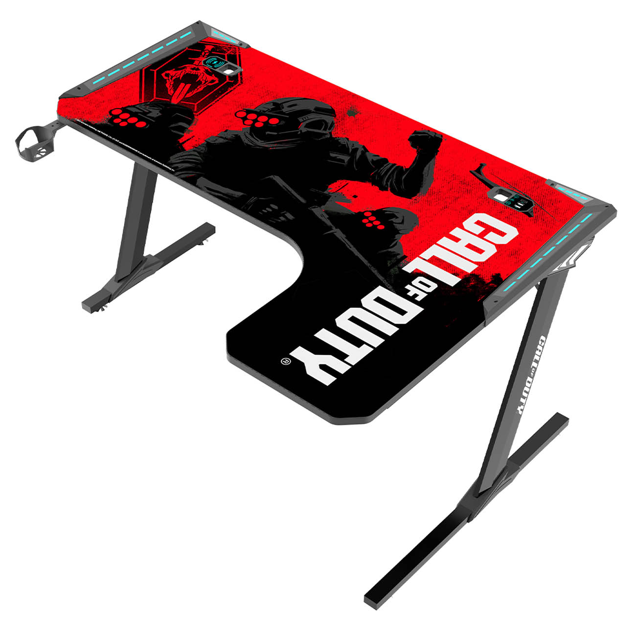 طاولة COD Phantom من GAMEON / على شكل L / مع اكسسوارات ملحقة و اضاءة RGB