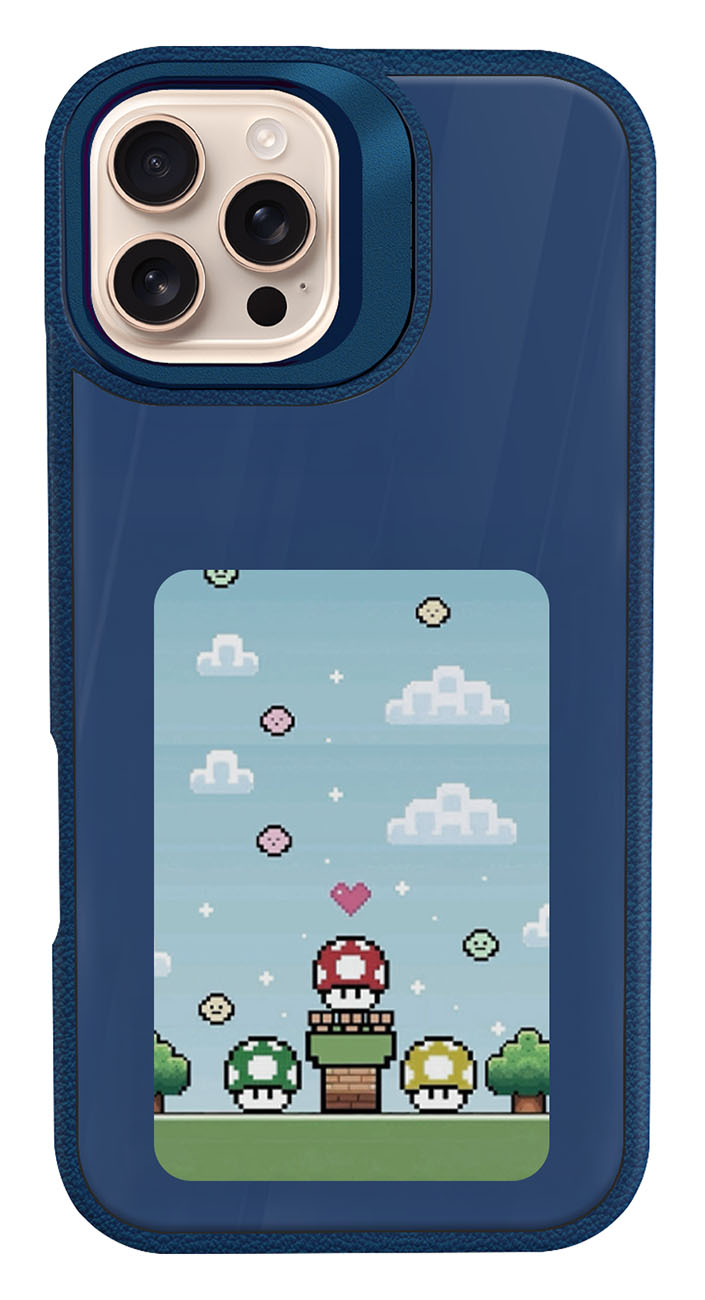 NFC Case for iPhone 16 Pro / With E-Ink Display / App Control / Built-in Stand / Blue
