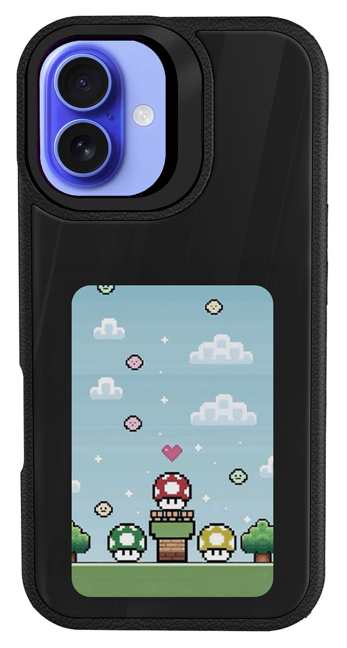 NFC Case for iPhone 16 Plus / With E-Ink Display / App Control / Built-in Stand / Black