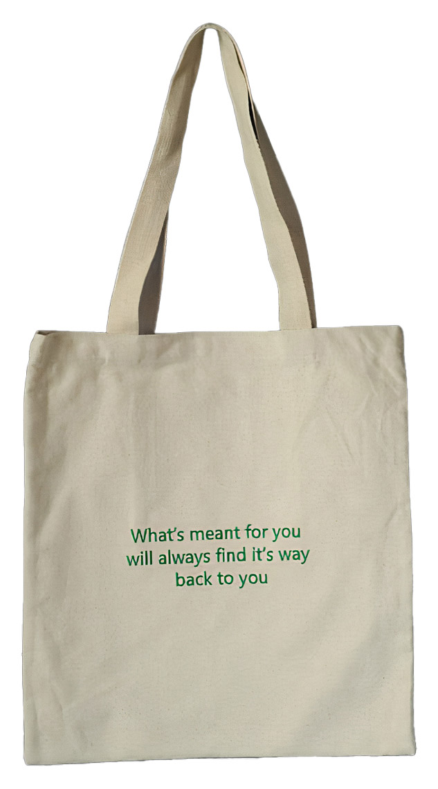 Sada Tote Bag / Embroidered ‘What’s Meant for You’ / White