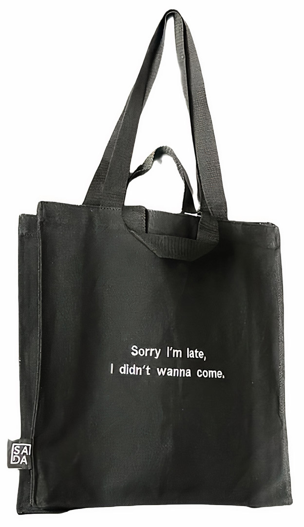 Sada Tote Bag / Sorry Im Late Embroidery / Black
