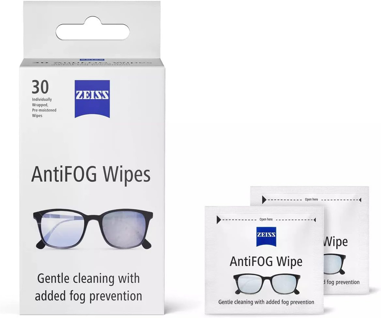 حزمة / مناديل مبللة لتنظيف الشاشات و الزجاج من ZEISS / مضادة للضباب / 30 قطعة