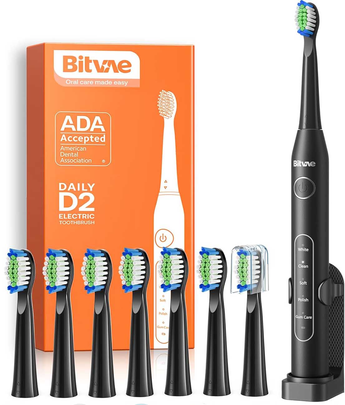 فرشاة اسنان Bitvae BV D2 الكهربائية / مع 8 رؤوس و شنطة سفر / اسود