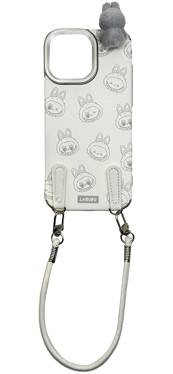 Labubu iPhone 15 Pro Max Case / With Wrist Strap / 3D Design / Drop & Scratch Resistant / White
