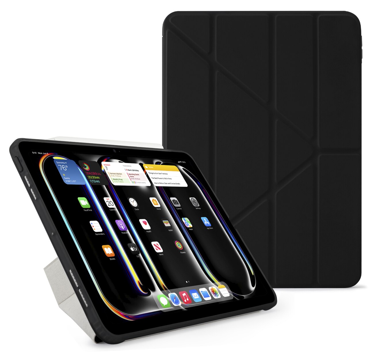 Pipetto Origami No1 Case for iPad Pro 11 inch 2024 / Drop Protection / Built-in Stand / Black