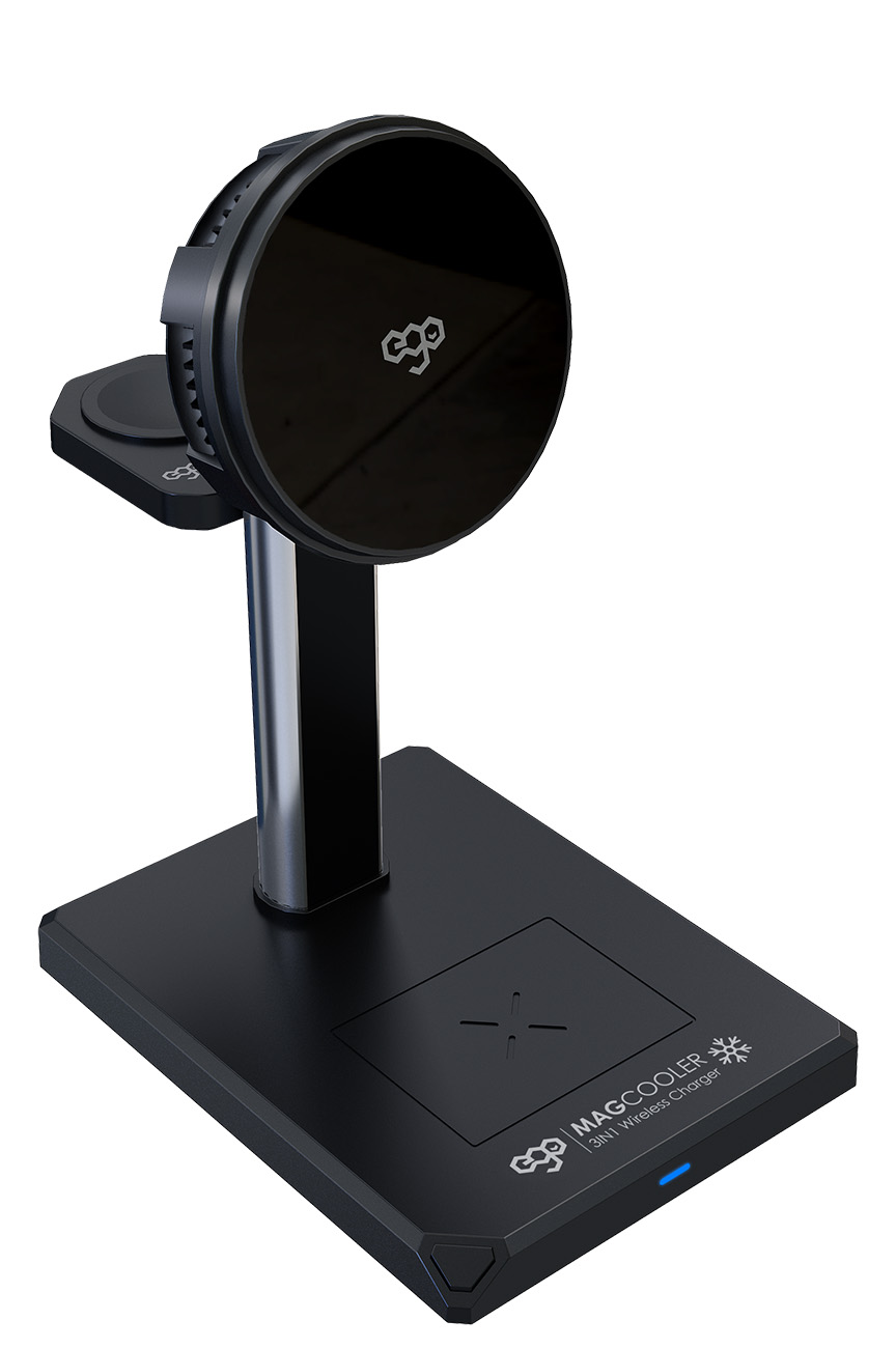 EGO Wireless Charging Stand / Charges iPhone + Apple Watch + AirPods / 15W Power / Black