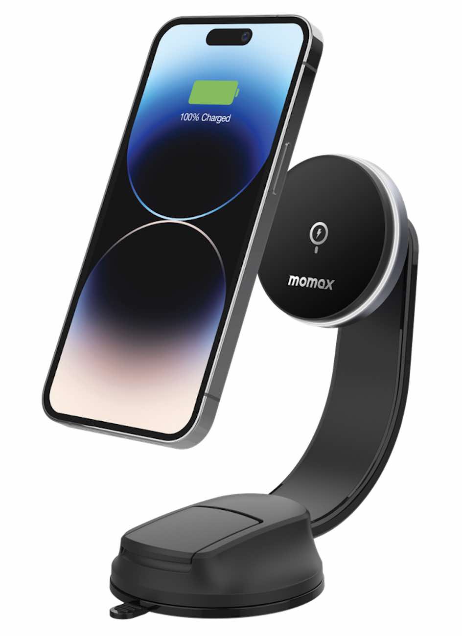 Momax Q.Mag Wireless Phone Stand / Mounts on Car Dashboard / Supports MagSafe / 15W Power