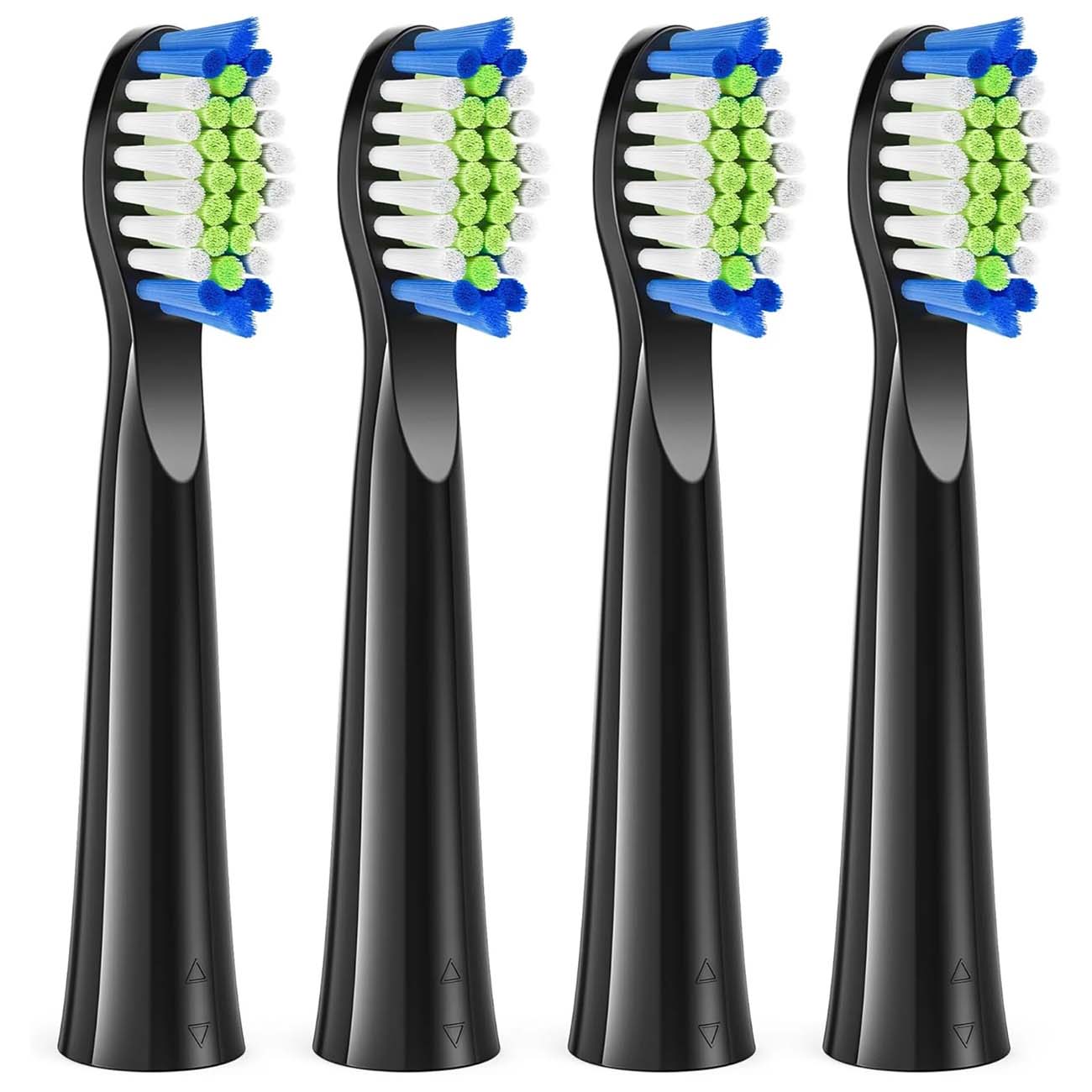Replacement Toothbrush Heads for Bitvae D2 Electric Toothbrush / 4 Pieces / Black