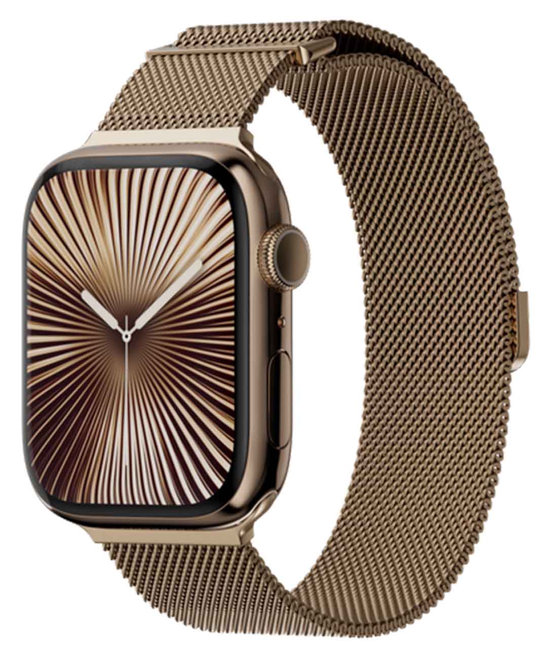 MagEasy Milanese Strap for Apple Watch / Size 44 / 45 / 46 / 49mm / Elegant Design / Gold