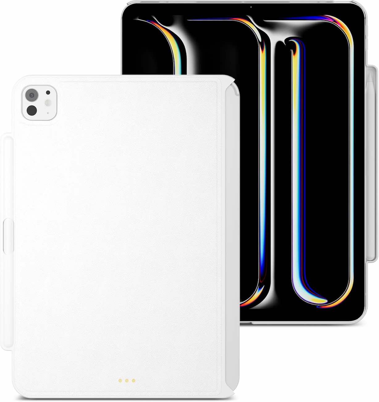 MagEasy CoverBuddy Case for iPad Pro 11 inch 2024 / Support Apple Keyboard / White Leather