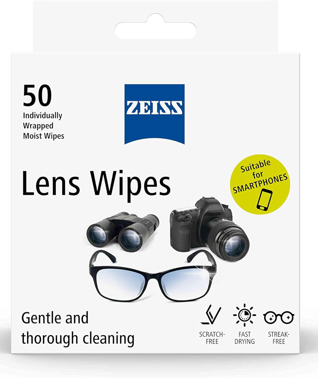 حزمة / مناديل مبللة لتنظيف الشاشات و الزجاج من ZEISS / تحتوي على 50 قطعة