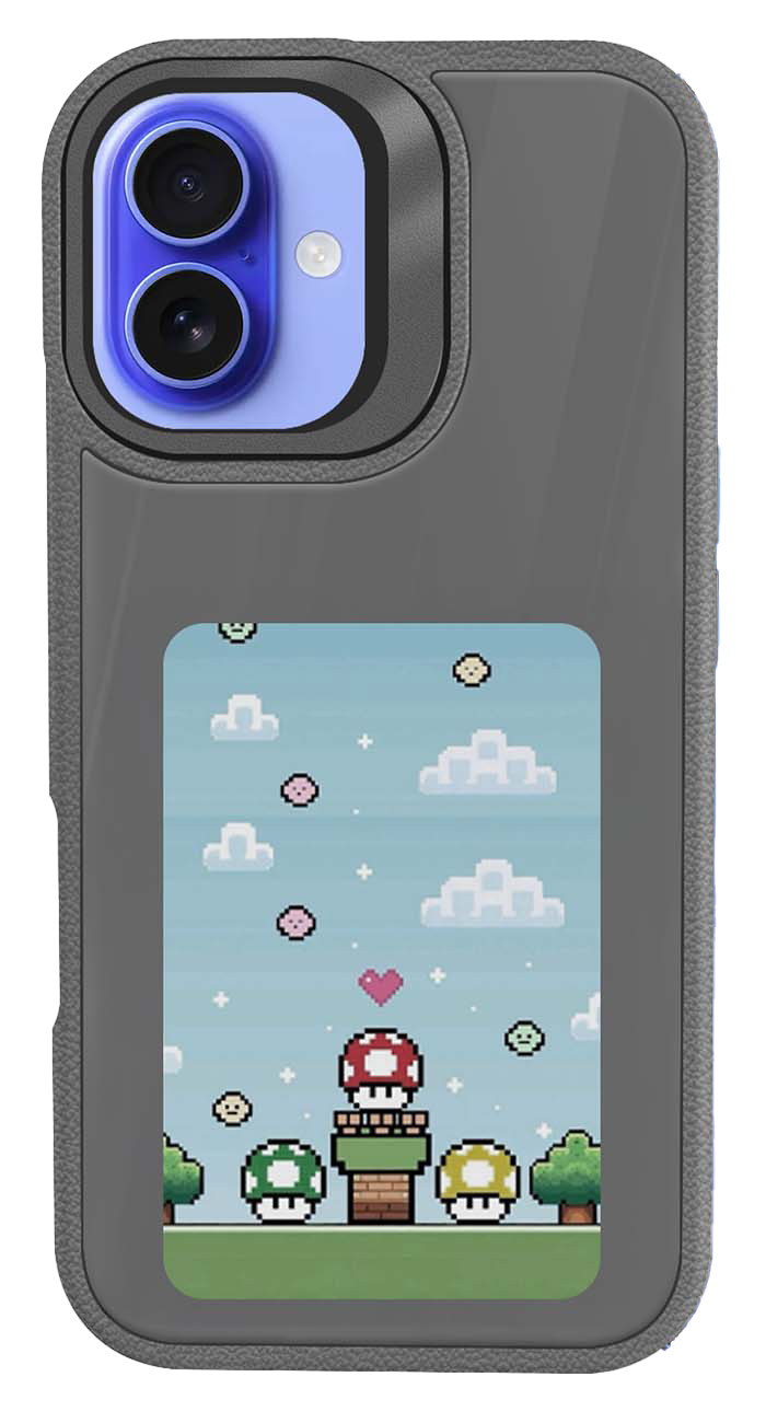 NFC Case for iPhone 16 Plus / With E-Ink Display / App Control / Built-in Stand / Grey