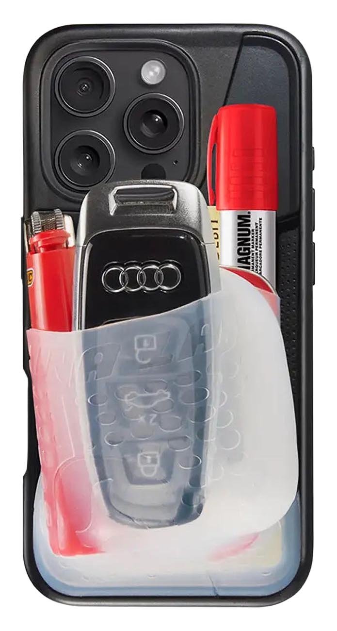 Ninja Labs Flex Pouch Case for iPhone 16 Pro / Flexible Front Pocket / Drop-resistant / Black