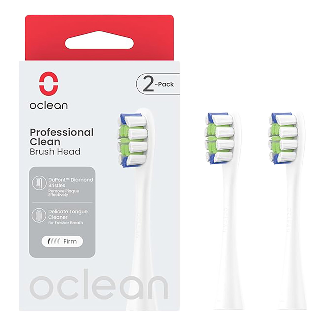 رؤوس فرش اسنان بديلة لفرشاة Oclean الكهربائية / حزمة من 2 / ابيض