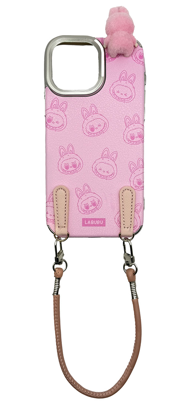 Labubu iPhone 15 Pro Max Case / With Wrist Strap / 3D Design / Drop & Scratch Resistant / Pink